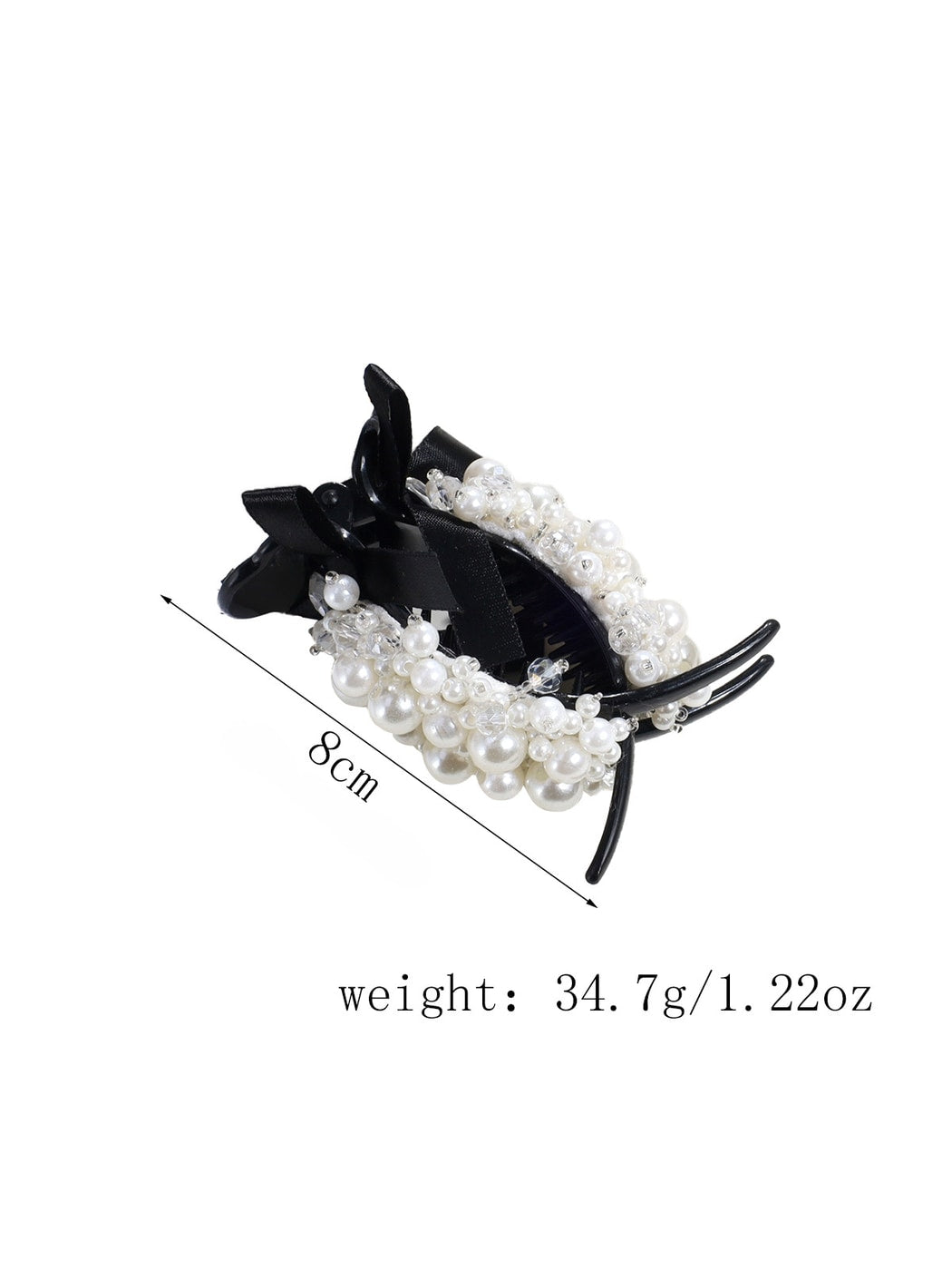 Beau - Beaded Bow Accent Plastic Claw Clip