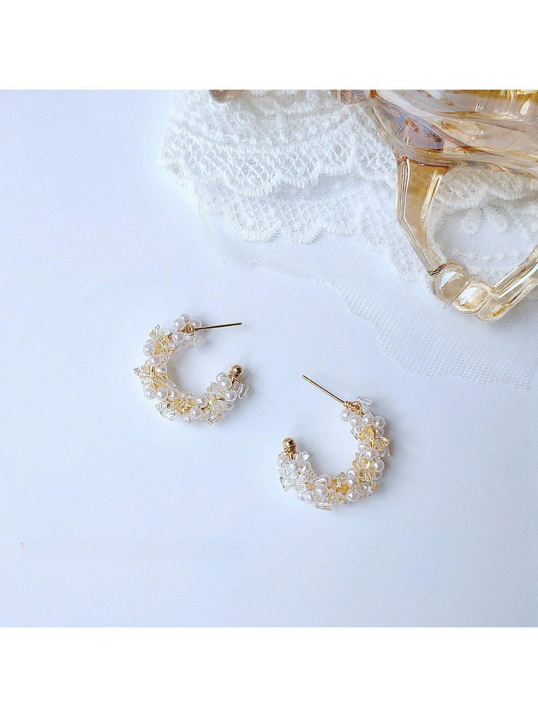 Earedge - Tiny Beaded Circle Earrings Delicate