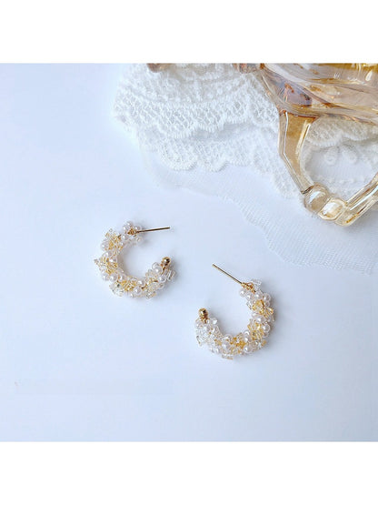 Earedge - Tiny Beaded Circle Earrings Delicate