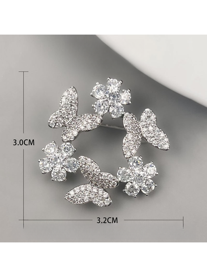 Brovia - Butterfly Wreath Alloy Brooch Fashion Pin