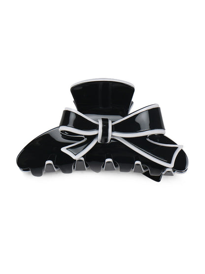 Beau - Acetate Fiber Bow Edge Trim Claw Clip