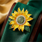 Brovia - Yellow Sunflower Flower Accent Brooch Pin