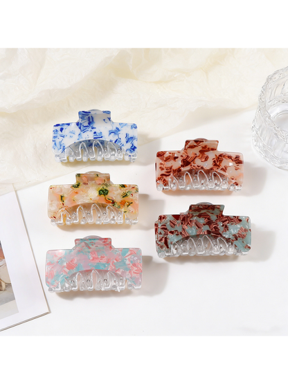 Beau - Large Square Marbled Texture Claw Clip