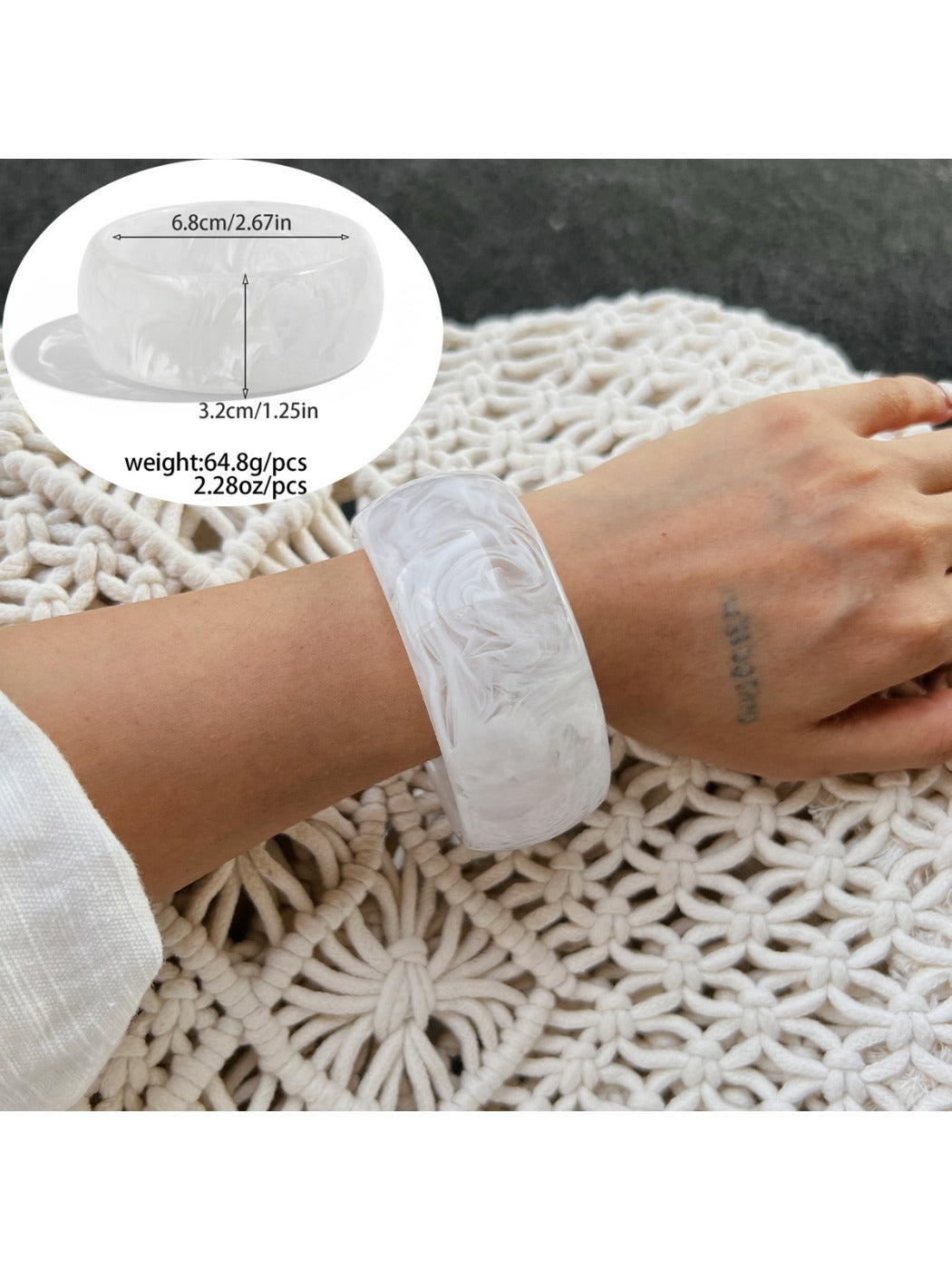 Lovra minimalist wide fit bracelet shown from above on white surface