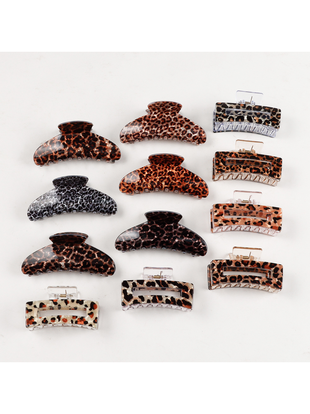 Beau - Vintage Leopard Print Curved Claw Clip