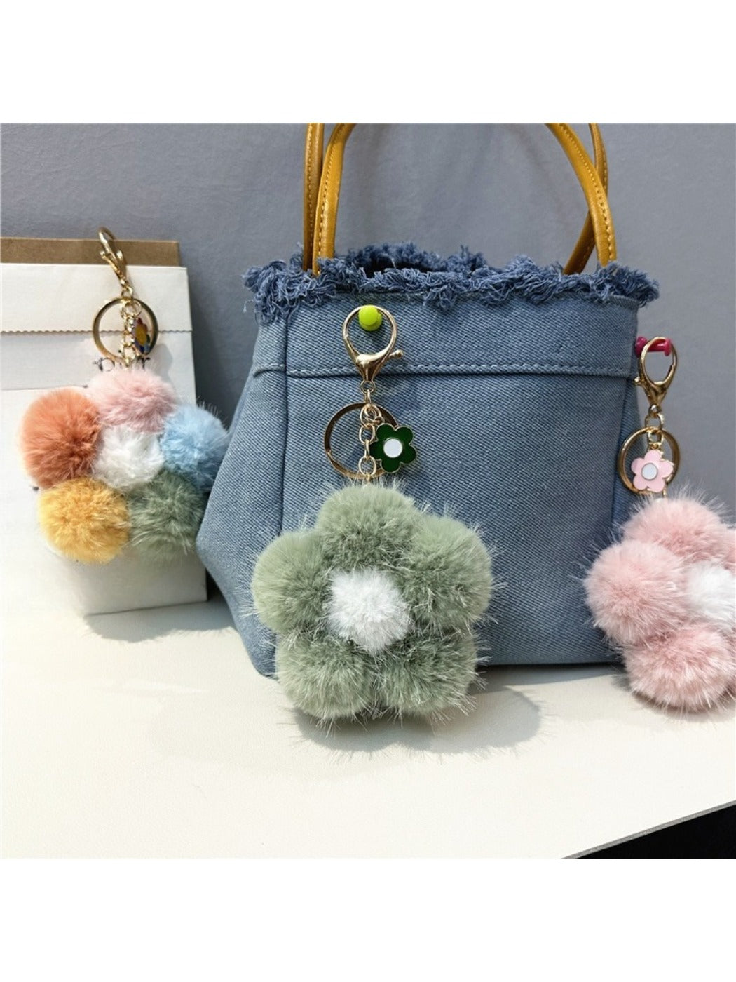 Keypus - Colorful Plush Flower Bag Charm Keychain