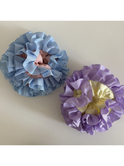 Gifty - Ruffled Lace Trim Double Layer Scrunchie