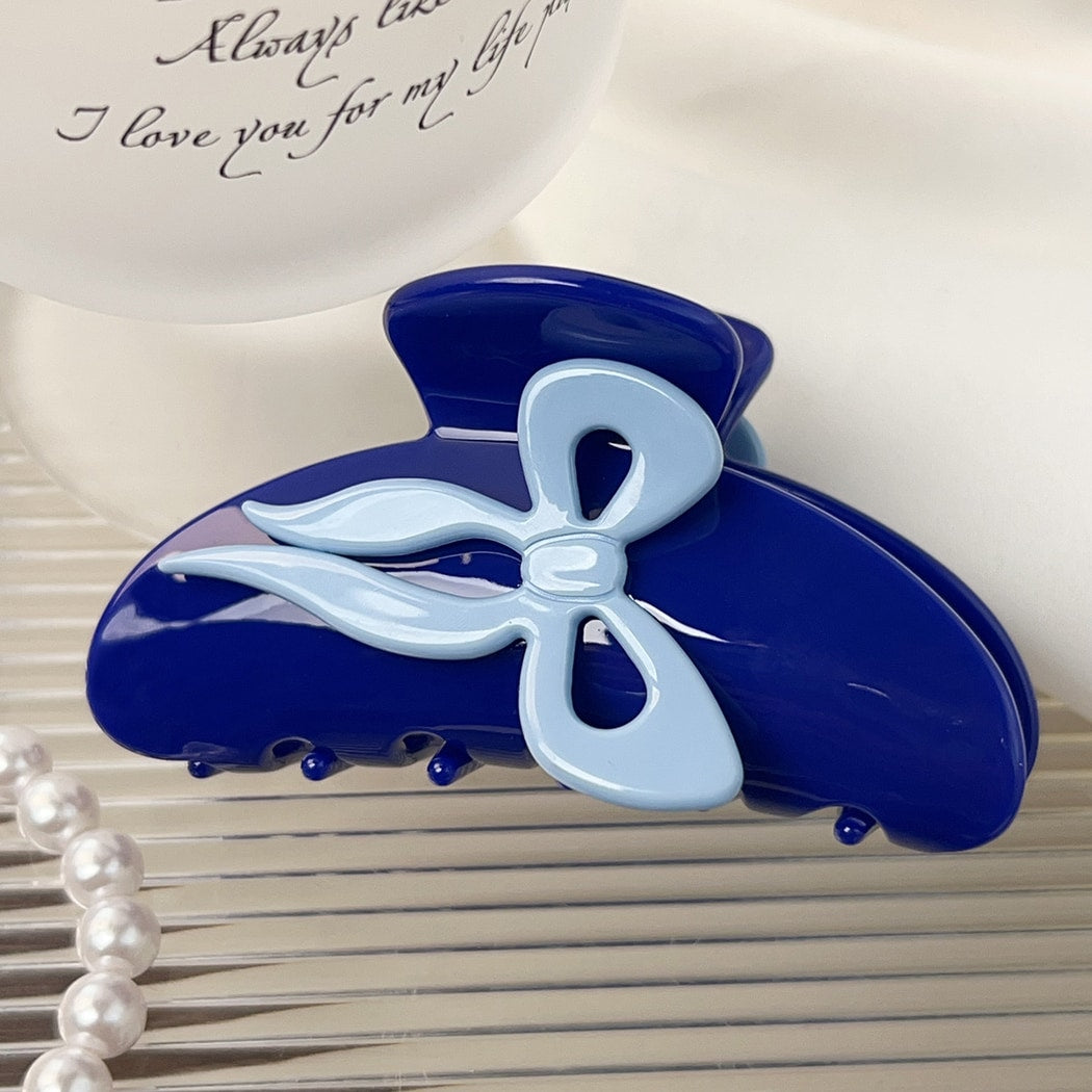 Beau - Acetate Bow Design Glossy Claw Hair Clip