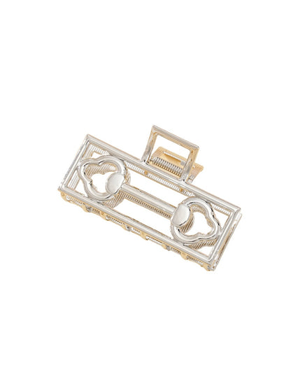 Beau Mysterious Retro Square Hair Clip worn in styled hair, side profile