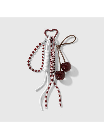 Keypus - Glitter Fruit Charm Woven Cord Decorative Keychain