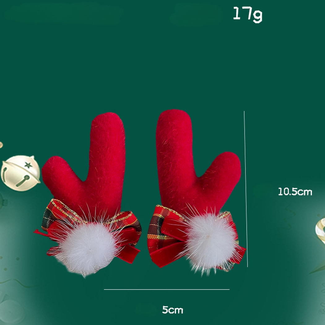 Beau - Plush Reindeer Antler Christmas Hair Clip Set