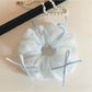 Sweet blue tulle ribbon bow scrunchie with gathered fabric detail