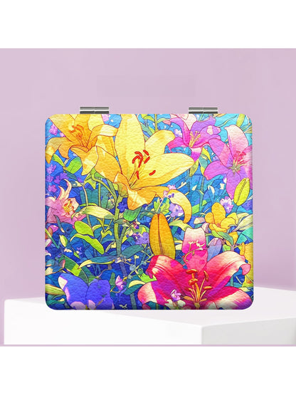 Mirroray - Floral Print Portable Tabletop Folding Mirror