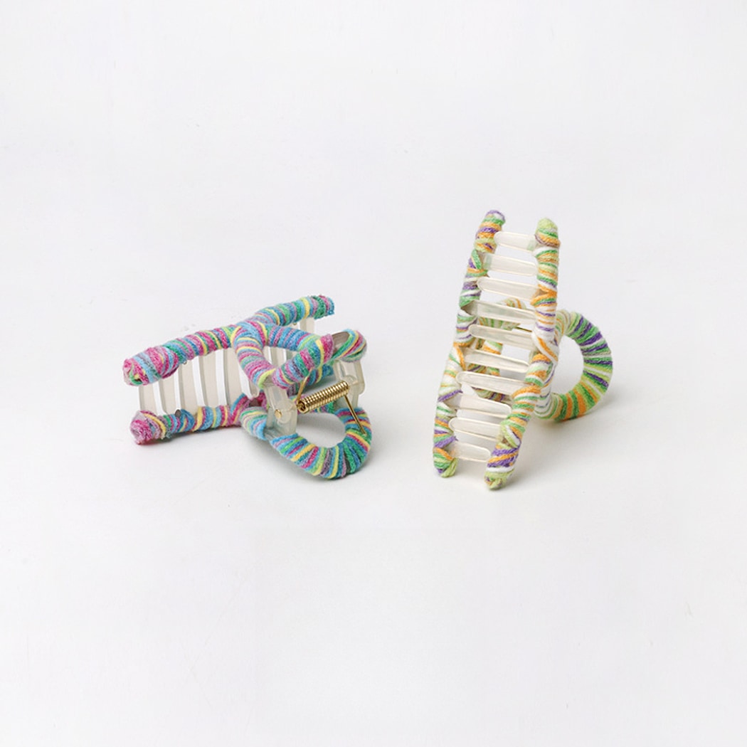 Beau - Colorful Striped Knitted Look Claw Clip