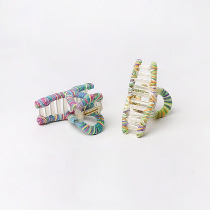 Beau - Colorful Striped Knitted Look Claw Clip