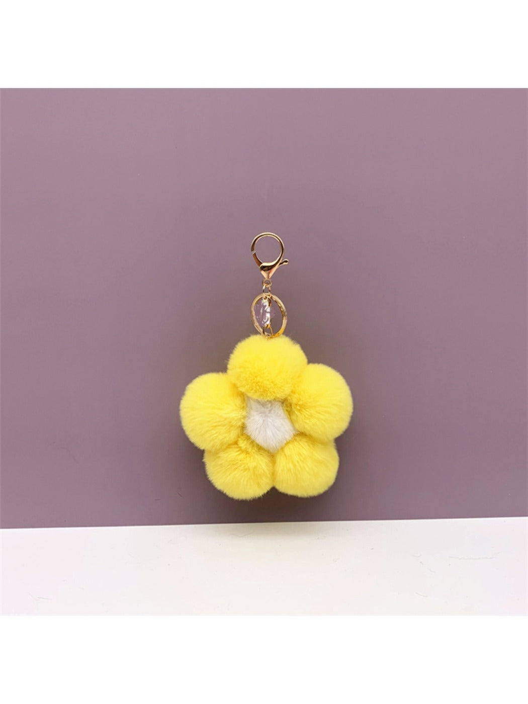 Keypus - Flower Pompom Bag Charm Keychain