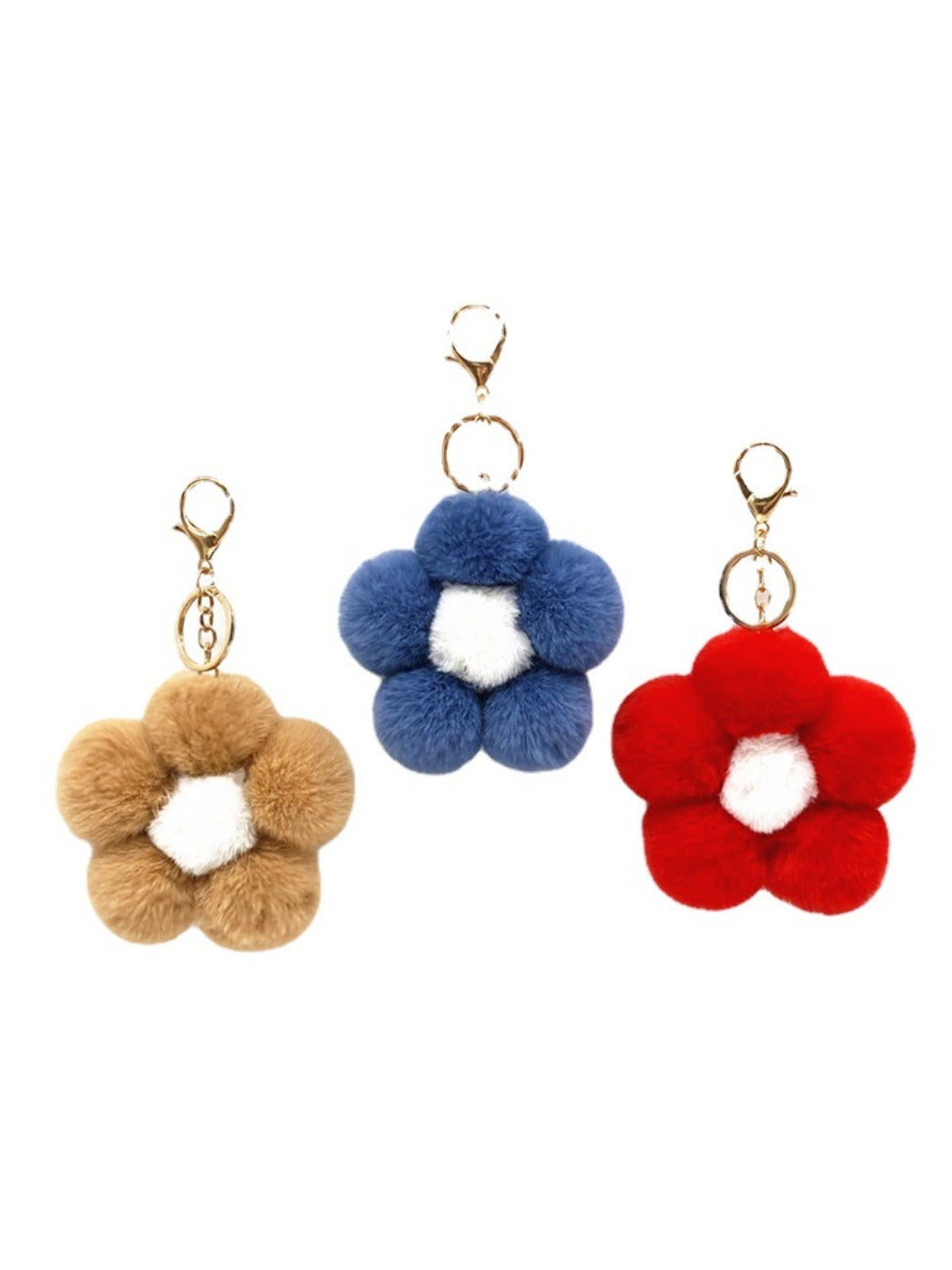 Keypus - Flower Pompom Bag Charm Keychain