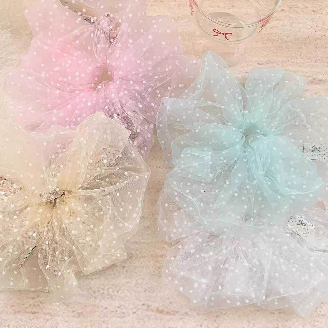 Gifty - Polka Dot Sheer Mesh Ponytail Scrunchie