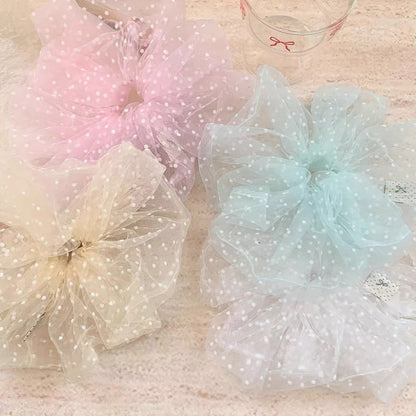 Gifty - Polka Dot Sheer Mesh Ponytail Scrunchie
