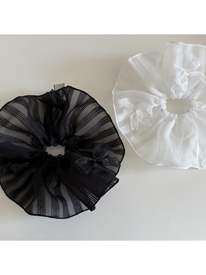 Gifty - Lace Bow Tulle Ponytail Hair Scrunchie