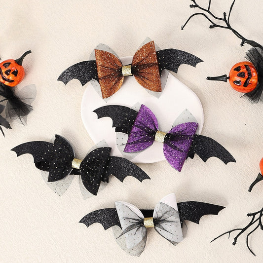 Beau - Halloween Bat Wing Glitter Bow Hair Clip