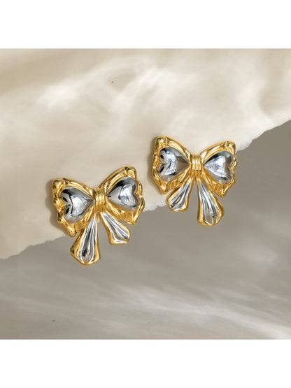 Earedge - Two-Tone Butterfly Stud Earrings