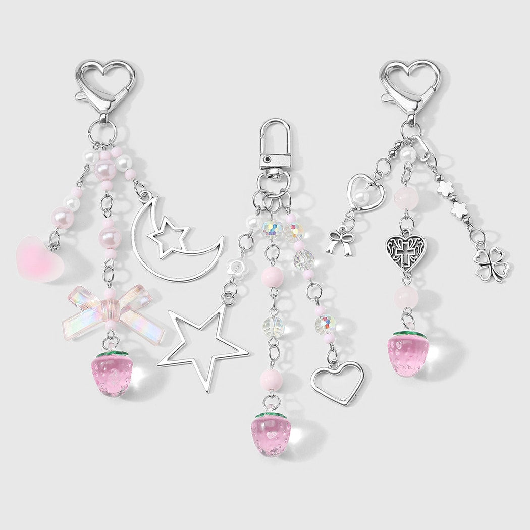 Keypus - Y2K Pink Strawberry Cross Keychain