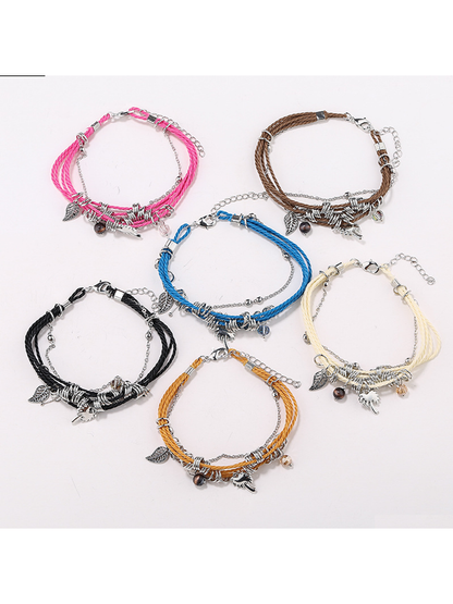 Lovra - Bohemian Leaf Beaded Layered Bracelet