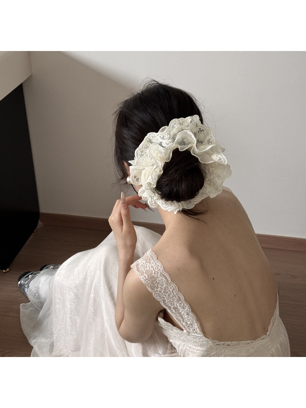 Gifty - Double Layer Lace Ruffle Polyester Scrunchie