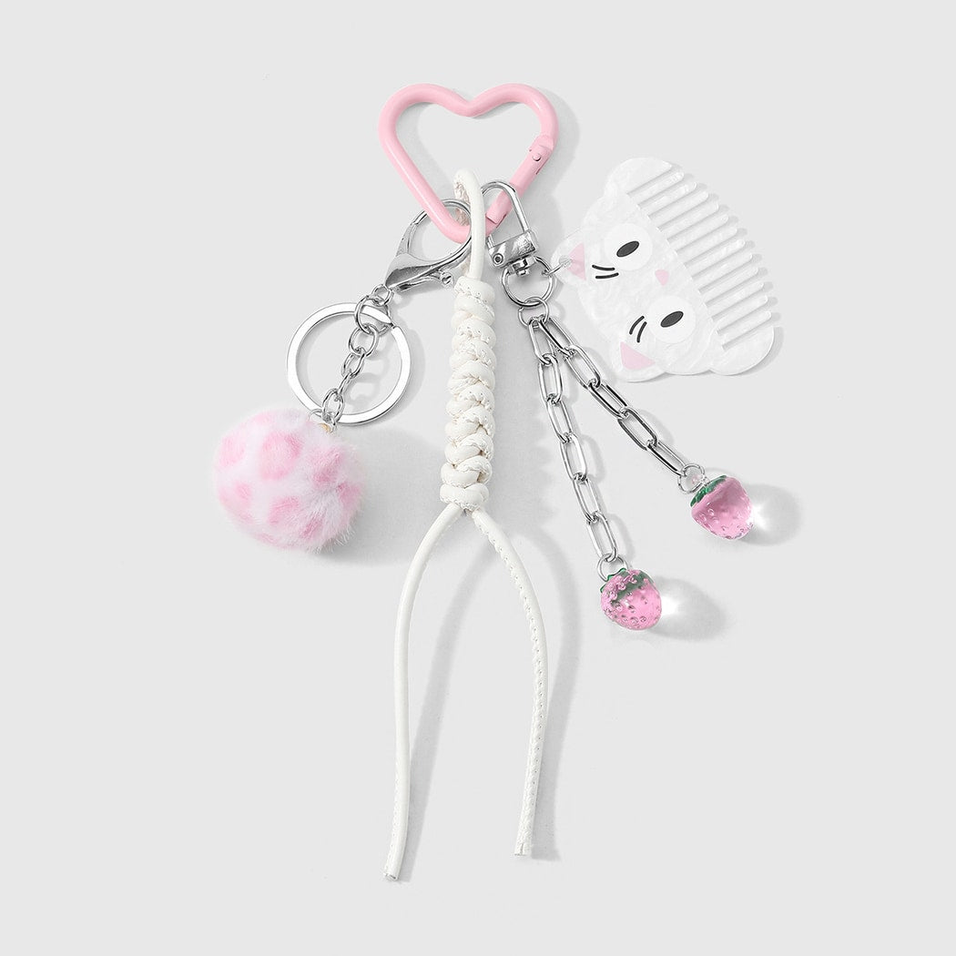 Keypus - Sparkly Cross and Comb Charm Keychain