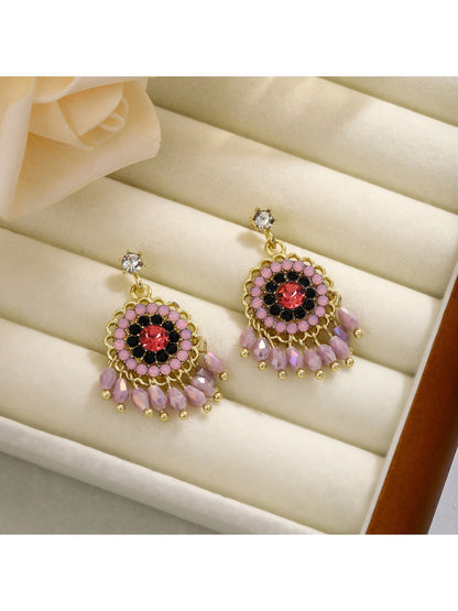 Earedge - Retro Colorblock Hoop Earrings
