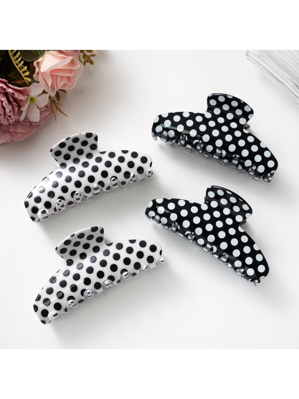 Beau - Elegant Solid Color Polka Dot Claw Clip