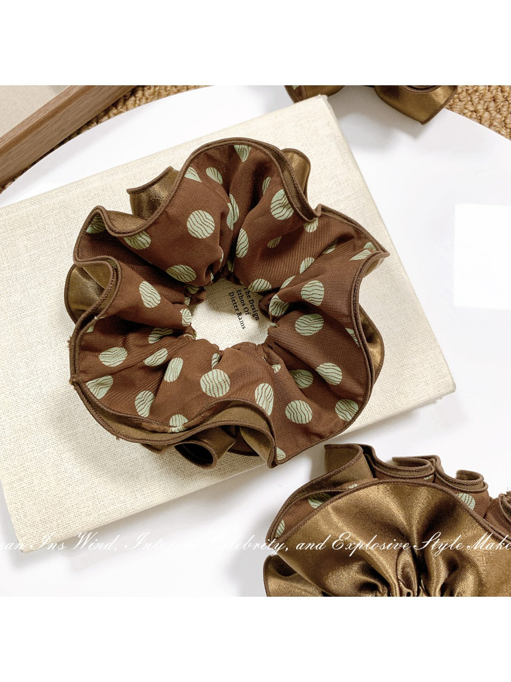 Gifty - Brown Polki Dot Satin Hair Ring