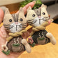 Side view of vintage cat charm keychain highlighting thickness and craftsmanship