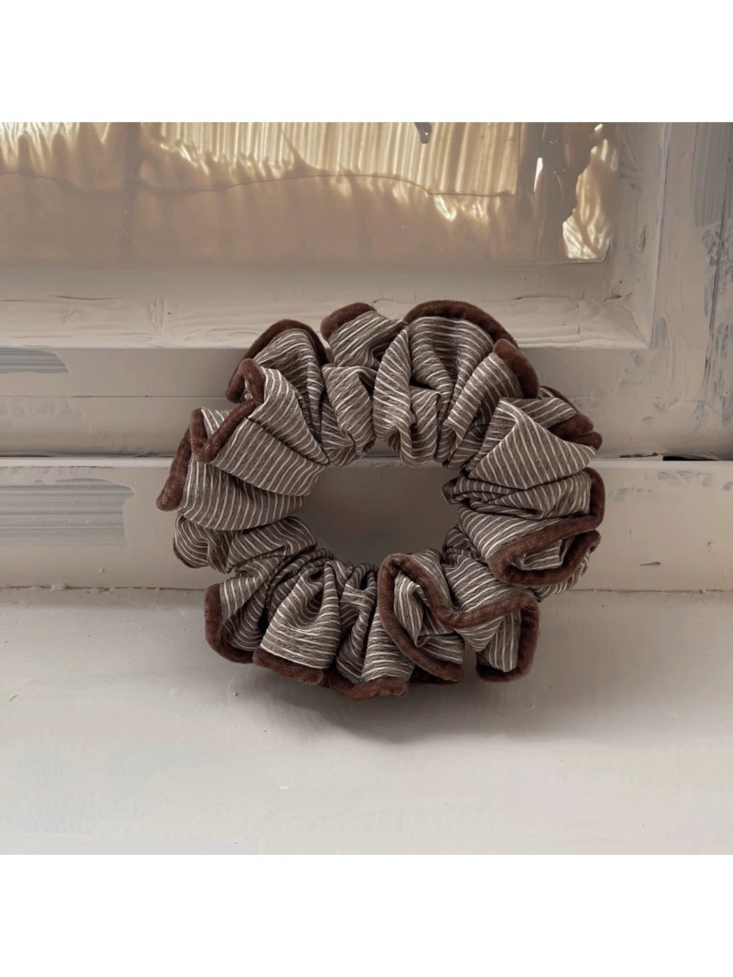 Gifty - Brown Striped Hair Scrunchie