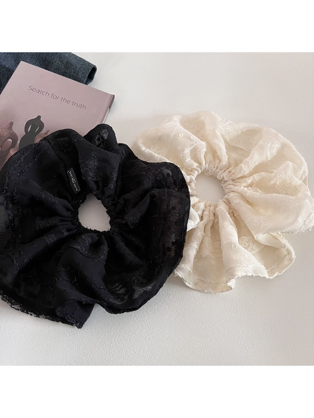 Gifty - Elegant Chiffon Lace Hair Scrunchie