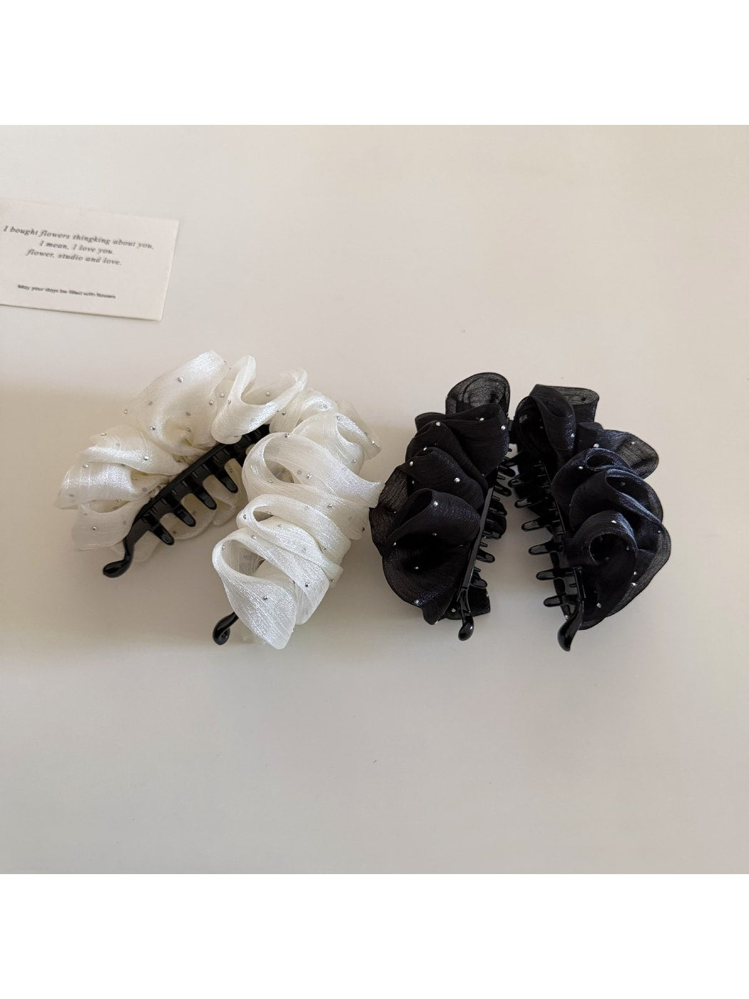 Beau - Ruffled Mesh Look Pleated Banana Clip