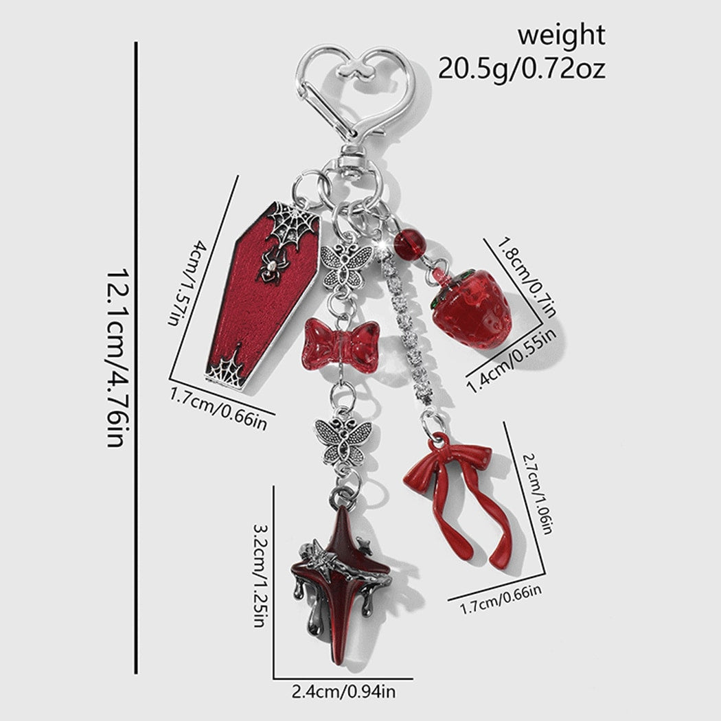 Keypus - Halloween Burgundy Cross and Bow Keychain