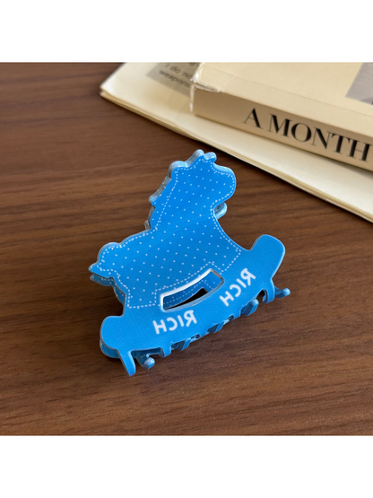 Beau - Rocking Horse Pattern Acetate Claw Clip
