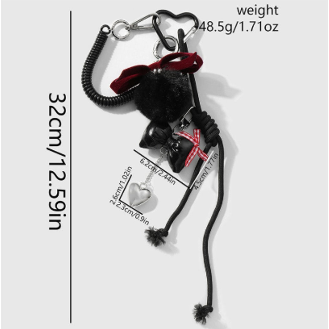 Keypus - Y2K Pom Pom and Heart Keychain