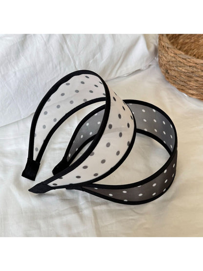 Gifty - Polka Dot Mesh Trim Geometric Pattern Headband