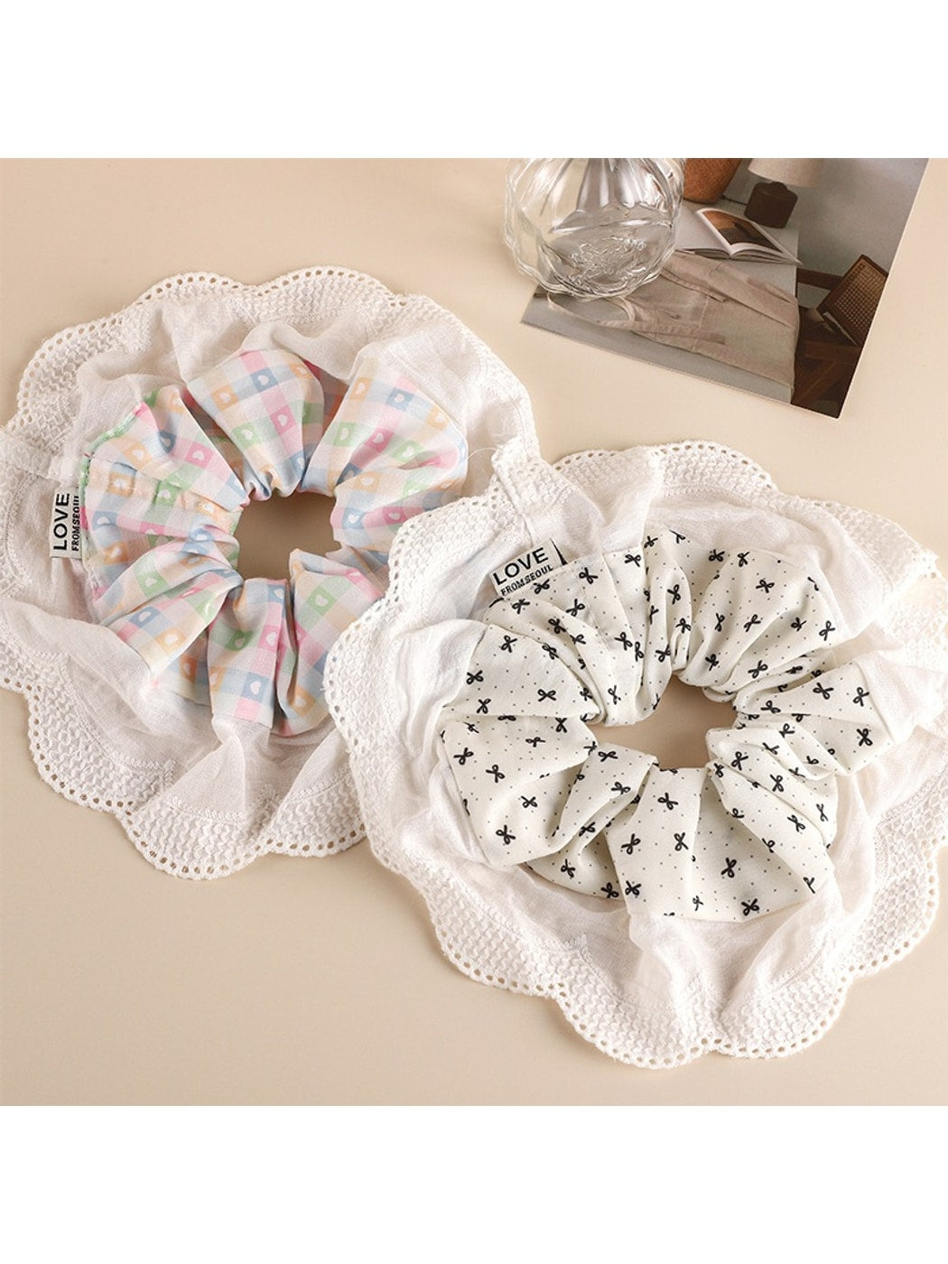Gifty - Sweet Style Lace Detail Fabric Hair Scrunchie