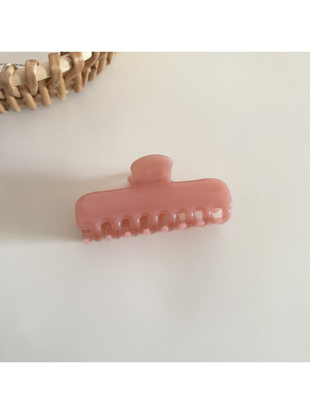 Beau rectangular hair clip in pastel purple shown from side angle