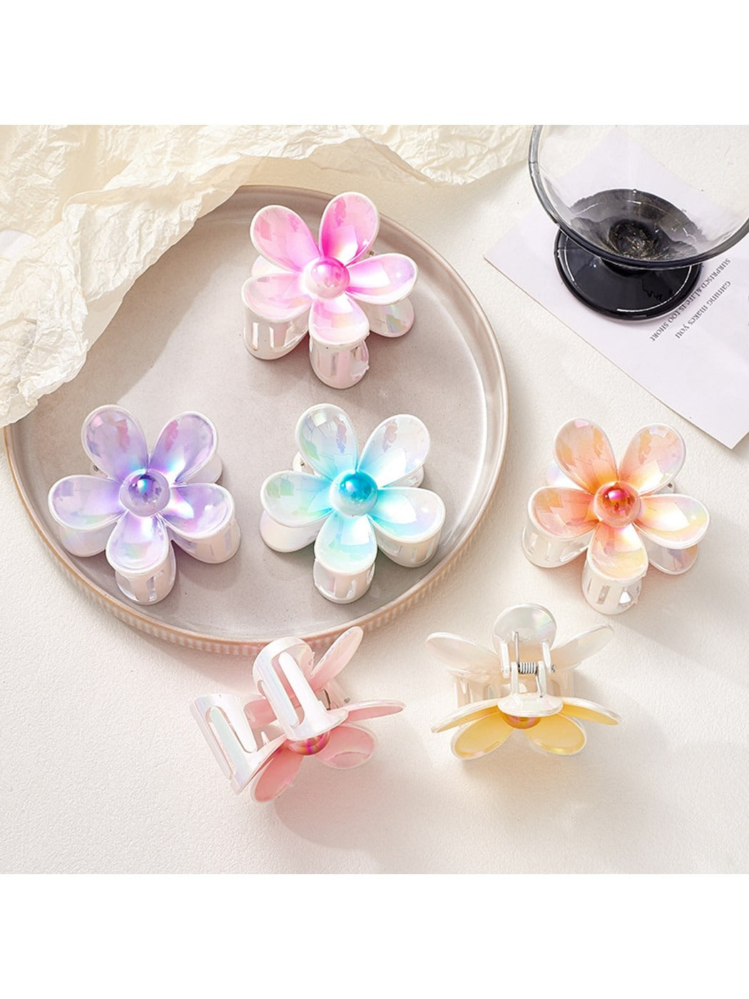 Beau - Iridescent Petal Flower Claw Clip