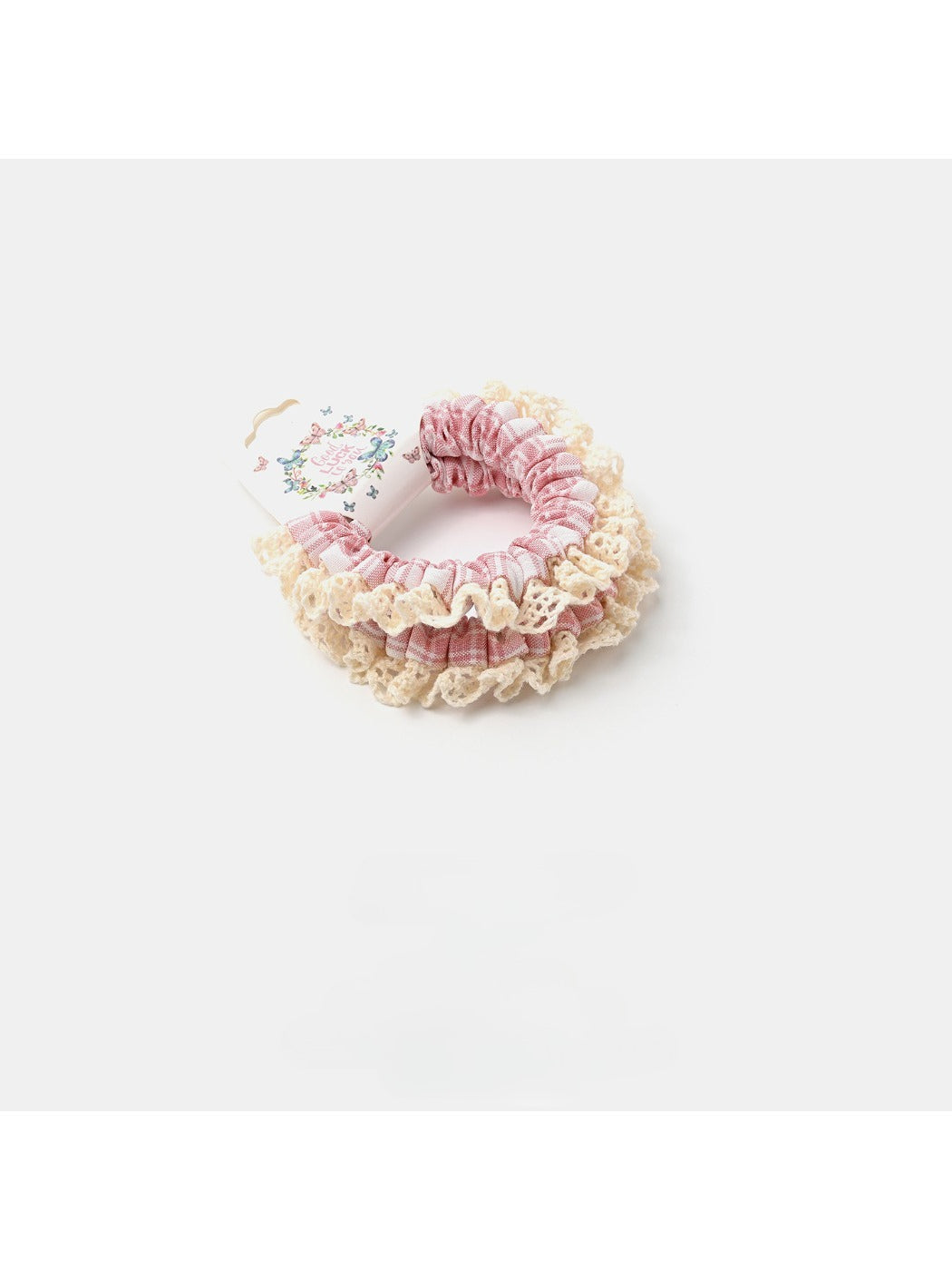 Gifty - Preppy Plaid Lace Scrunchie Set