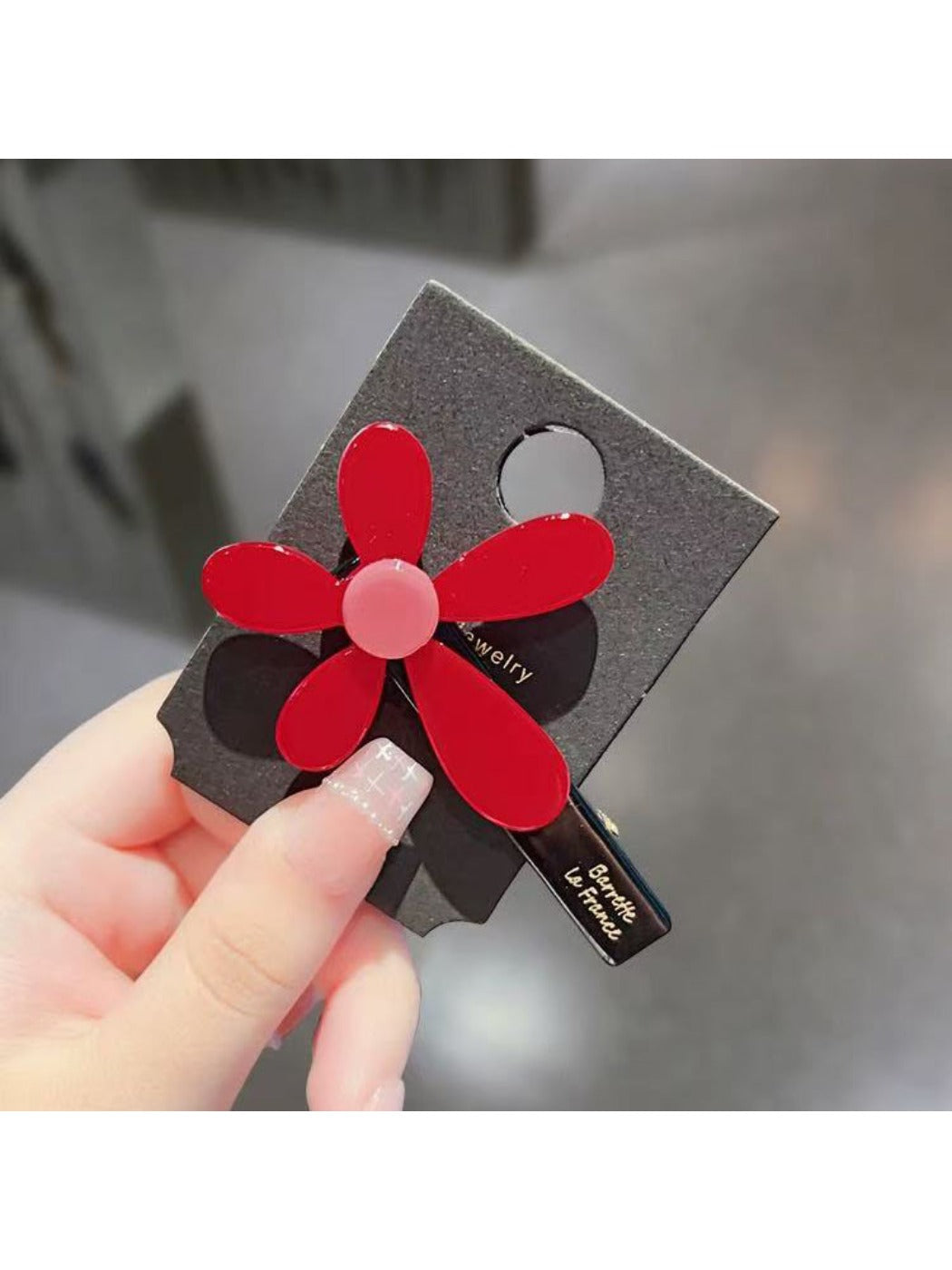 Beau - Small Red Flower Hair Clip