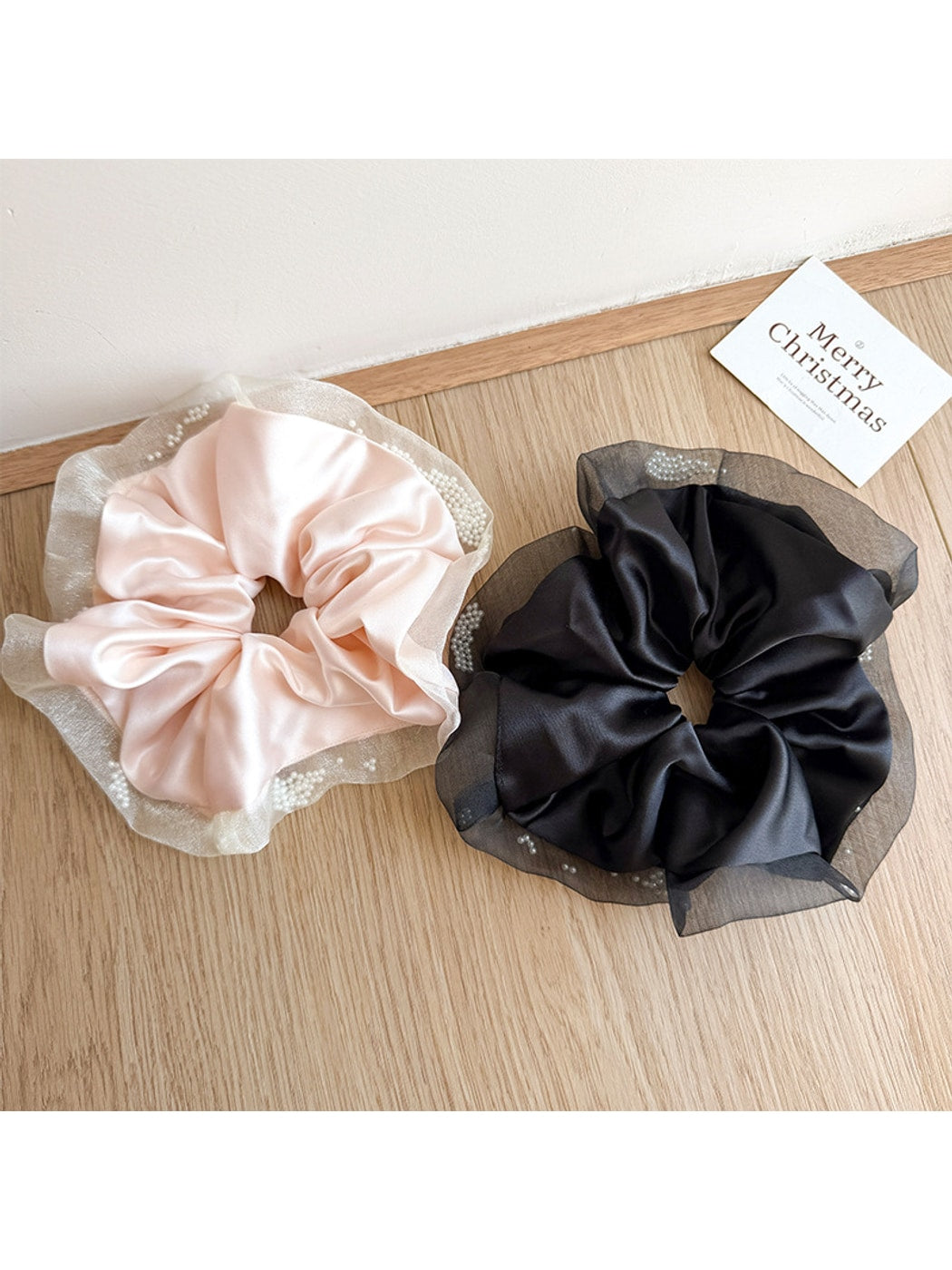 Gifty - Polyester Satin Finish Mesh Detail Scrunchie