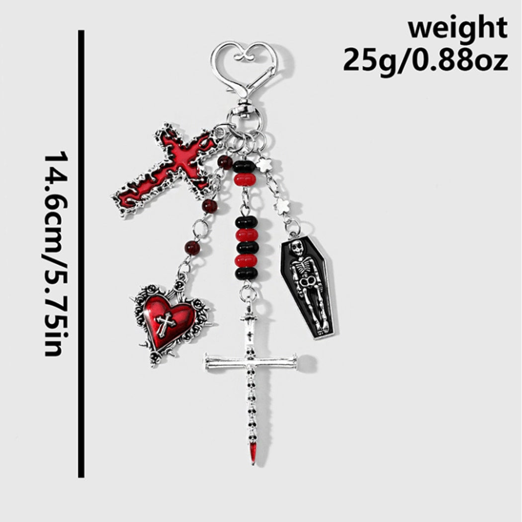 Keypus - Halloween Cross Coffin Charm Keychain