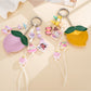 Keypus - Cartoon Peach Faux Leather Bag Charm Keychain