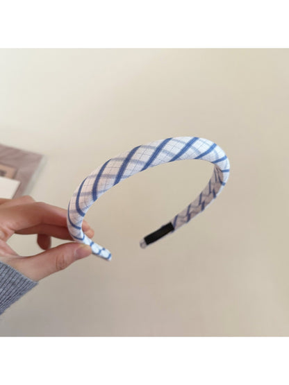 Gifty - Thin Band Blue Plaid Headband